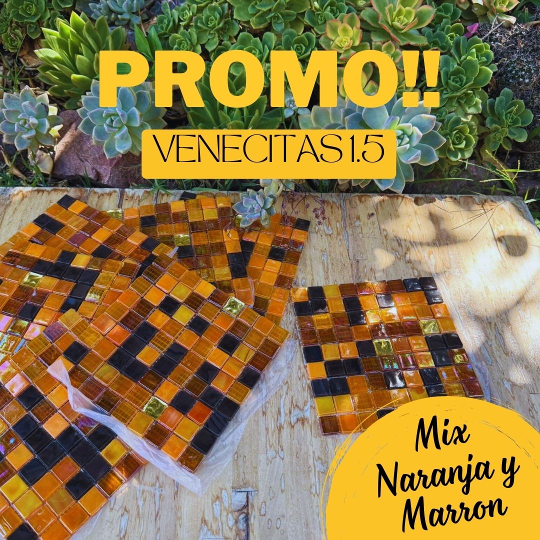 Promo!! Venecitas Mix Naranja y Marrón de 1,5cm Blister x 81 unid. con Detalles.